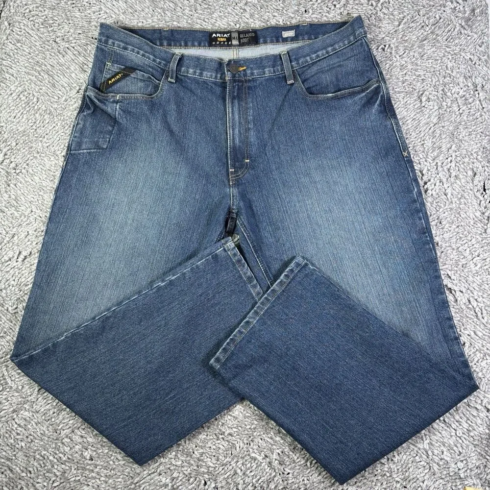 Ariat Rebar M4 Relaxed Boot Jeans Mens 40x32 Blue Denim Workwear Utility Bootcut